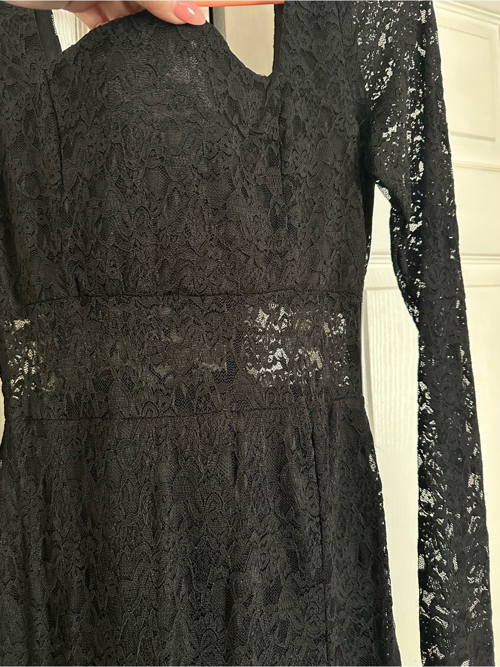 Lulus Sensationally Poised Black Lace Long-Sleeve Evening Dress with Thigh Slit - Picture 5 of 10